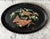 Black Vintage metal tray with Handpainted peach and tan birds, juniper berries and leaves.
