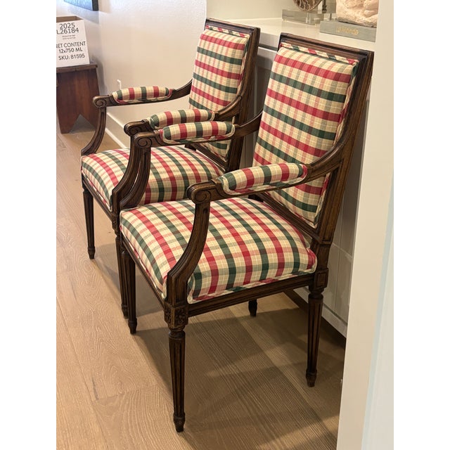 Early 20th Century French Louis XVI Style Square Back Hand-Carved Wood Armchairs - A Pair For Sale In Little Rock - Image 6 of 18