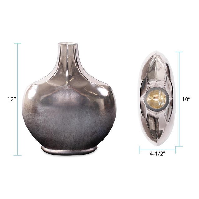 Advik Polished Silver Vase- Short For Sale - Image 10 of 11