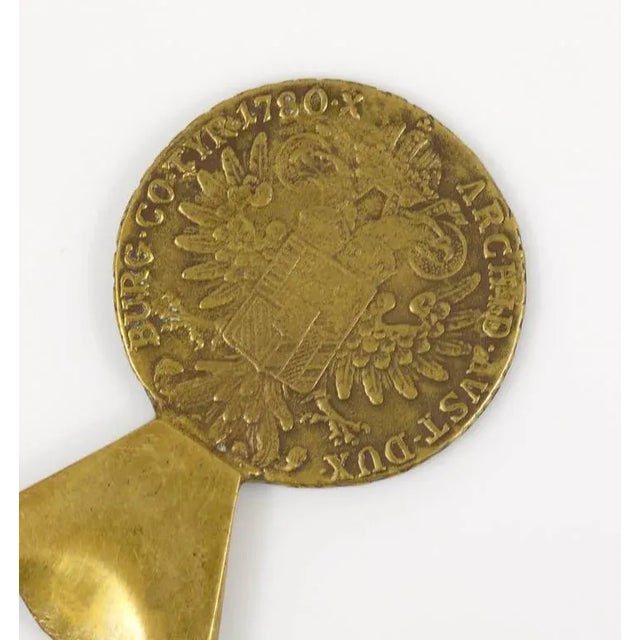 Metal Brass Maria Theresia Coin Bottle Opener attributed to Carl Auböck, Austria, 1950s For Sale - Image 7 of 9