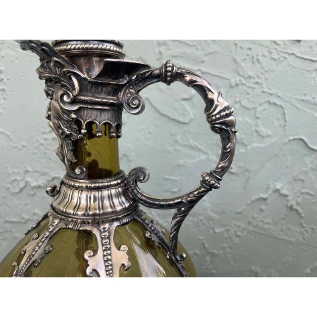 Late 19th Century Joseph Lichtiger Antique Germany Pewter/Handblown-Glass Decanter For Sale - Image 9 of 10