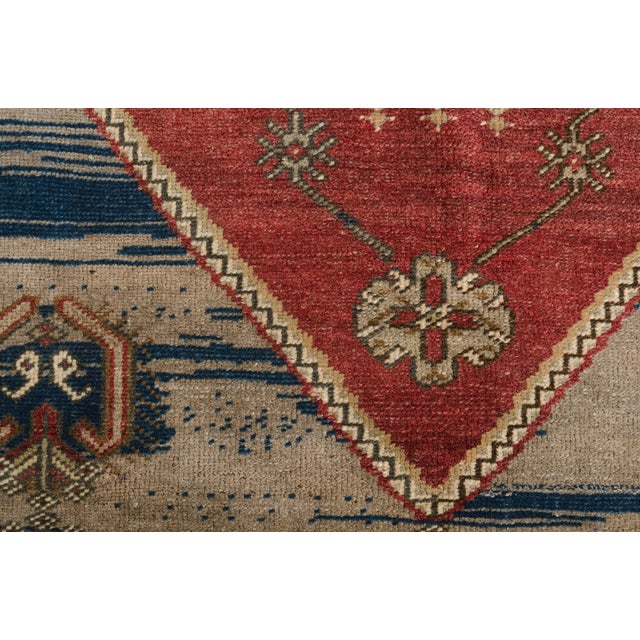 Taupe Vintage Turkish Anatolian Medallion Rug in Rose, Slate Blue, and Taupe For Sale - Image 8 of 9