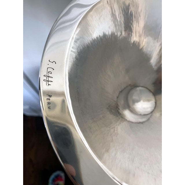 Metal Large and Stunning Sculptural Silver Vessel Graziella Laffi For Sale - Image 7 of 18