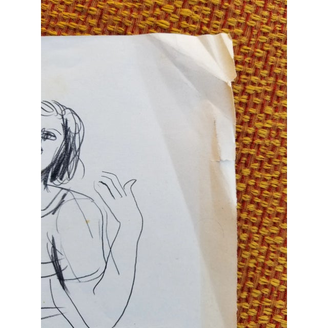 Paper Original Female Sketch by Herman Volz For Sale - Image 7 of 8