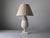 An elegant vintage table lamp, hand-carved from natural alabaster in the stylized silhouette of a pineapple, the timeless...