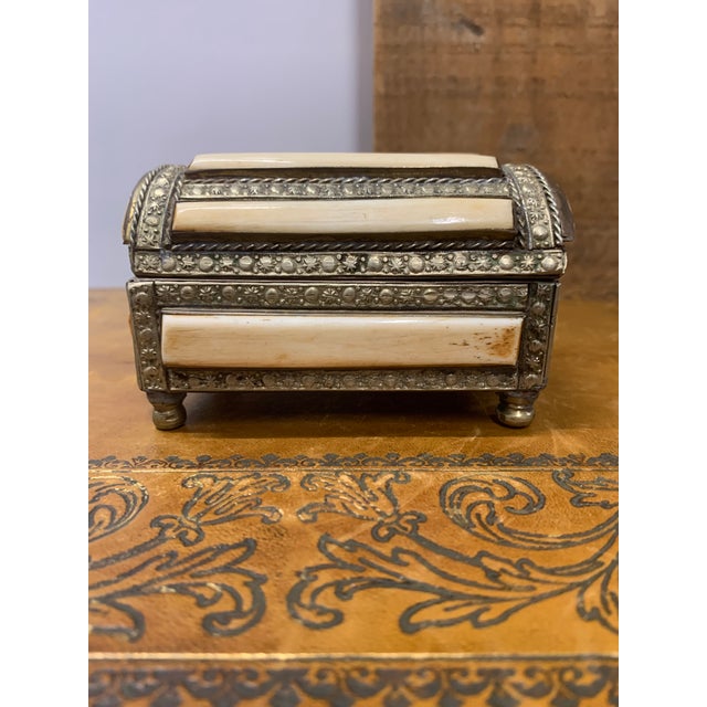 Mid 20th Century Rectangular Moroccan Silver Filigree and Bone Box
