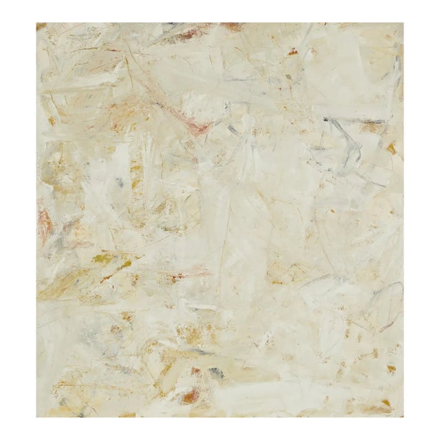 Late 20th Century Monumental Terence Accola Abstract Expressionist MCM Oil Painting in Neutral Tones For Sale