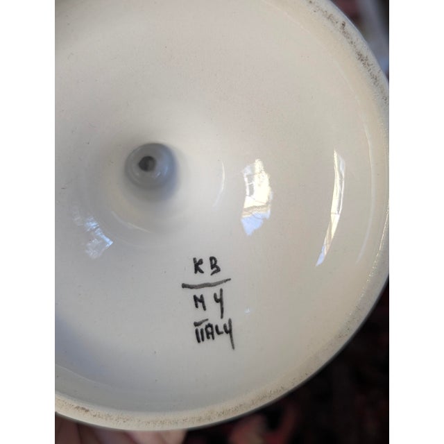 Vintage Italian Hand Painted Porcelain Footed Vase For Sale - Image 10 of 12