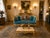1900 - 1909 1900s French Louis XVI Blue/Green/Teal Velvet Sofa Set-5 Pc For Sale - Image 5 of 18