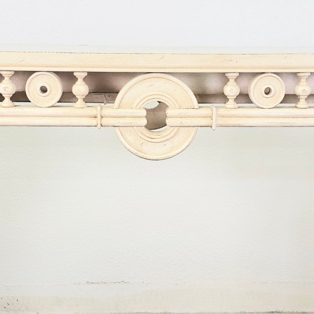 Neoclassical Tessellated Cream Console Table With Ornate Carved Detailing For Sale In San Francisco - Image 6 of 13
