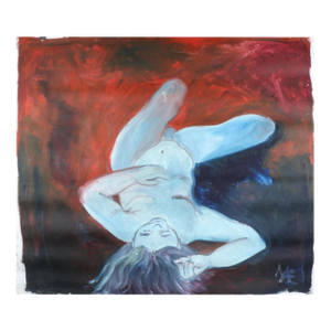 Mae Alice Engron (American 1933-2007) Reclined Nude, Oil on Unstretched Canvas