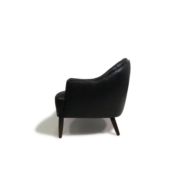Mid 20th Century Sculptural Danish Settee in Black Leather For Sale In San Francisco - Image 6 of 11