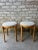 Pair of Mid 20th Century Danish Blonde Wood Stools With Upholstered Tops For Sale - Image 4 of 14