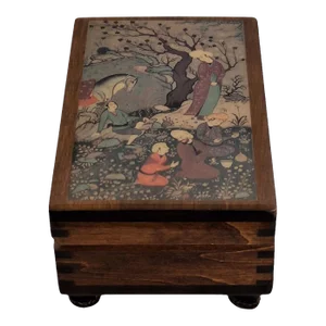 Mid 20th Century Reuge Musical Footed Jewelry Box Swiss Musical Movement Lyrics "The Way We Were"
