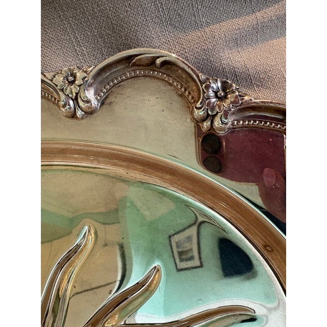 Silver Silver Plated Oval Serving Tray For Sale - Image 8 of 8