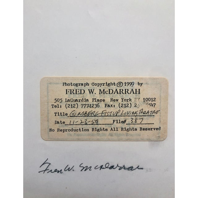 Printmaking Materials Fred McDarrah, Vintage Print Silver Gelatin Signed Photograph Poet Allen Ginsberg Howl Photo For Sale - Image 7 of 10