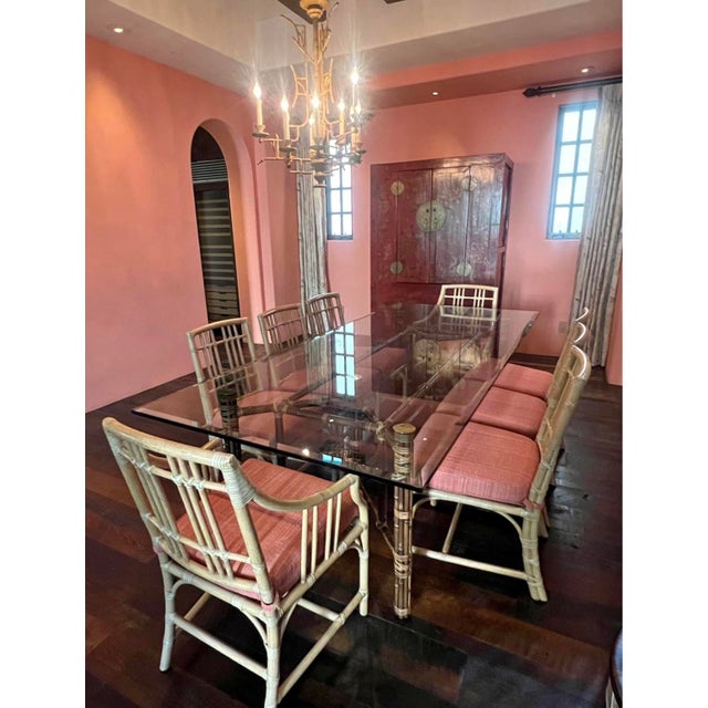 McGuire Bamboo Dining Table, Seats 8-10, Base Only For Sale - Image 14 of 16