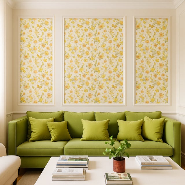 Orange Vintage 1980s Orange Floral Motif Wallpaper For Sale - Image 8 of 9