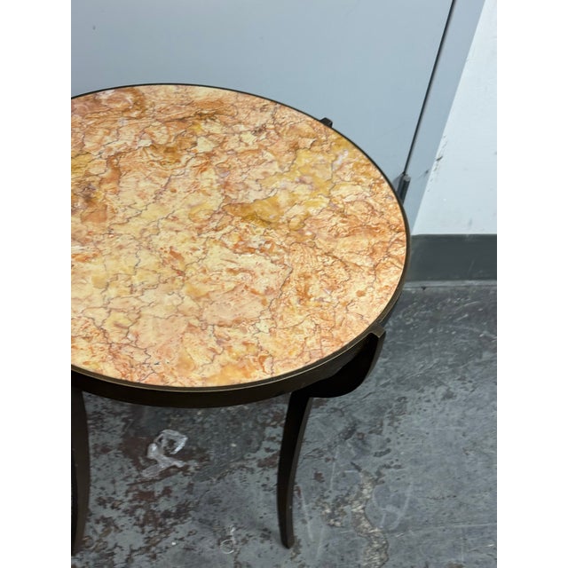 Bespoke Marble Top + Metal Side Table For Sale - Image 9 of 12