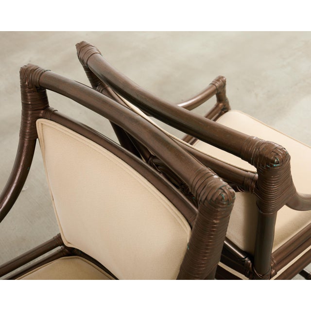 Wood Set Ten McGuire Bronzed Rattan Target Dining Chairs For Sale - Image 7 of 18