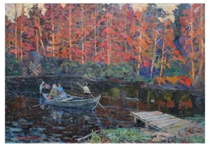 Valiahmetov Amir Hasnulovitch, Autumn Day at the Lake, Oil on Canvas, 1985