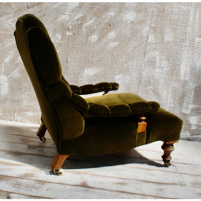 Wood Victorian Deep Button Parlour Chair, 1880s For Sale - Image 7 of 11