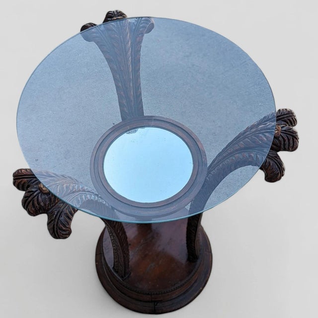 Art Nouveau Carved Wood and Glass Pedestal Side Table, Early 20th Century For Sale - Image 9 of 10