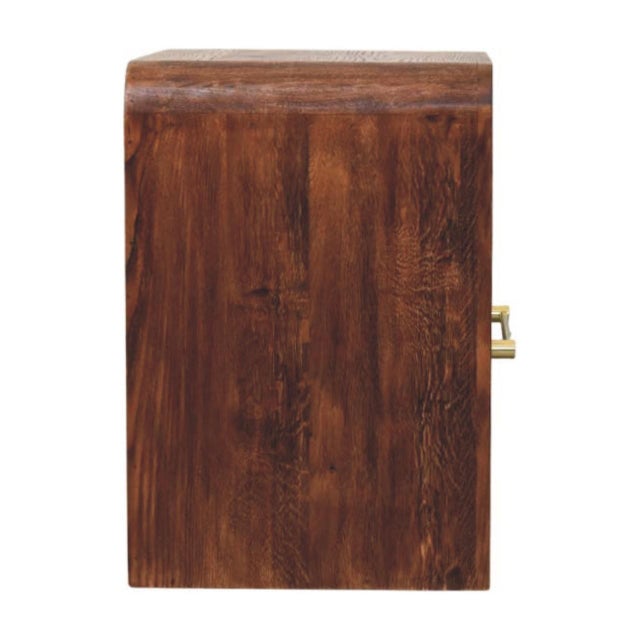 Brown Tiger Oak and Mango Wood 1-Drawer Open-Shelf Nightstand For Sale - Image 8 of 8