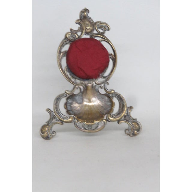 Rococo Style Brass Tone Pocket Watch Holder Stand Shell Scrollwork Motif 5169b For Sale - Image 10 of 16