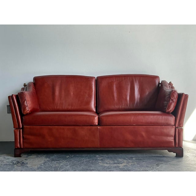 Mid-Century Modern Vintage Boho Leather Knole Sofa For Sale - Image 3 of 9