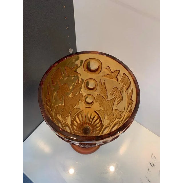 Impressive and rare italian amber cristal handmade cut rare amber handmade florentine italian vase Vase is not painted...