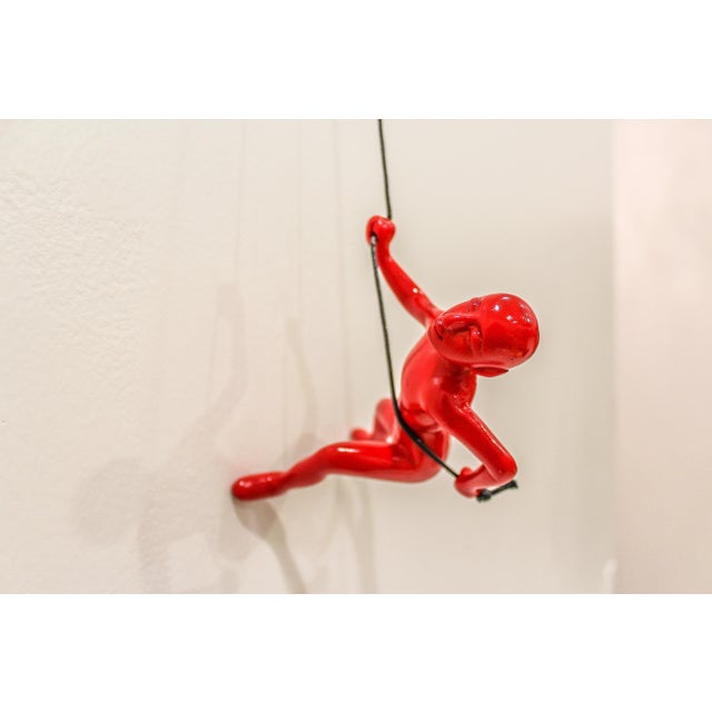 Red Position Climbing Man Durable Polyresin 3d Hanging Wall Art
