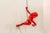 Modern Red Position Climbing Man Durable Polyresin 3d Hanging Wall Art Sculpture with Leathered Rope and Hanging Hardware For Sale - Image 3 of 3