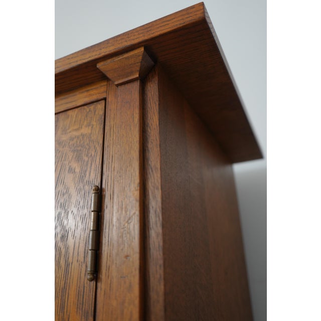 Stickley 2 Door Mission Oak Leaded Door Bookcase For Sale - Image 13 of 16