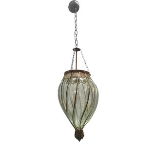 Wrought Iron and Murano Glass Light Pendant, 1950s For Sale