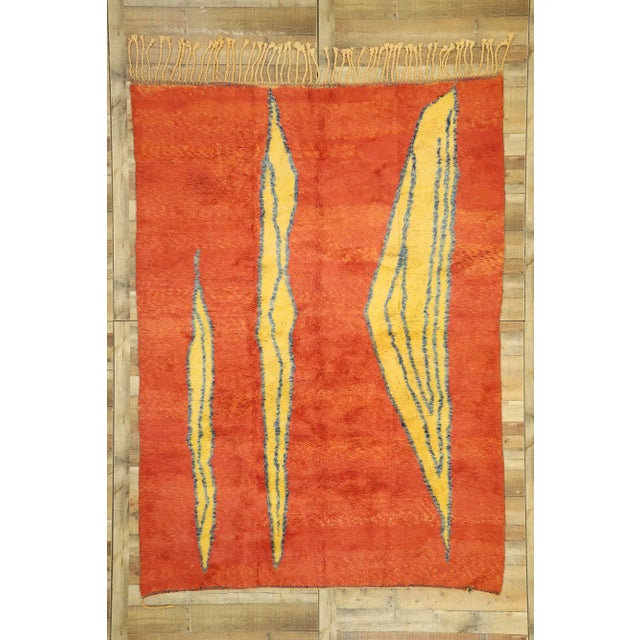 Persimmon Beni Mrirt Moroccan Rug - 07'01 X 09'09 For Sale - Image 8 of 8