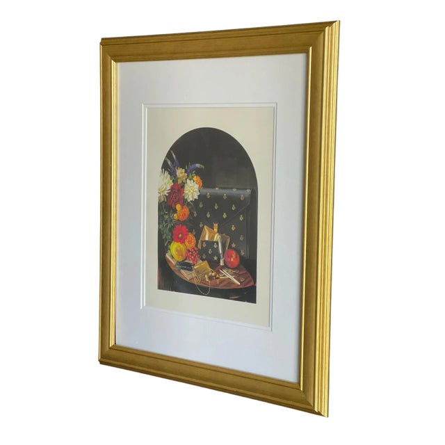 Mid-Century Modern Authentic Gucci Lithograph Fashion Advertisement, Framed For Sale - Image 3 of 8