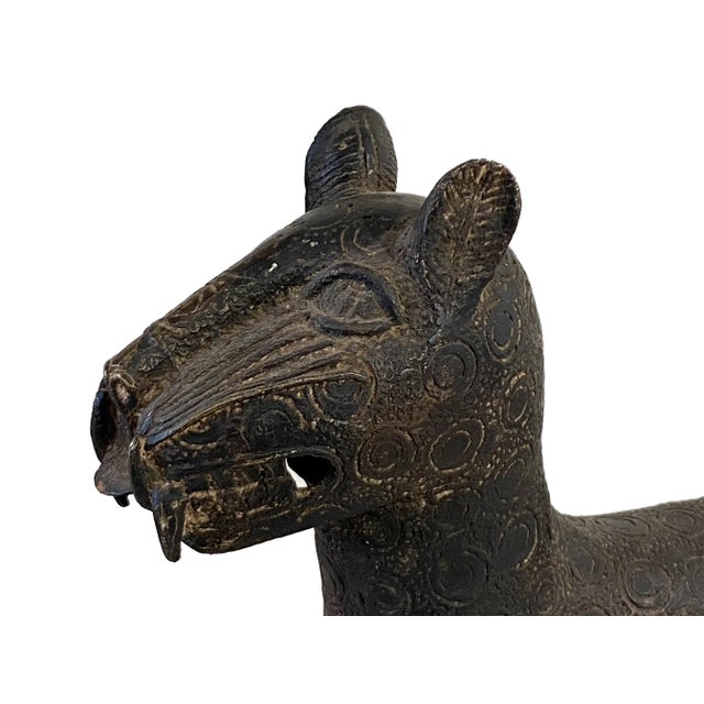 Lg Benin Bronze Leopard 14" H Nigeria For Sale - Image 4 of 9