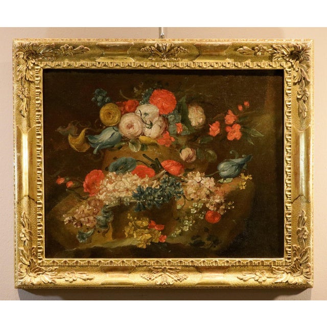 Rococo Antoine Monnoyer, Il Giovane, Still Lifes of Flowers, 1720, Oil on Canvases, Set of 2 For Sale - Image 3 of 14