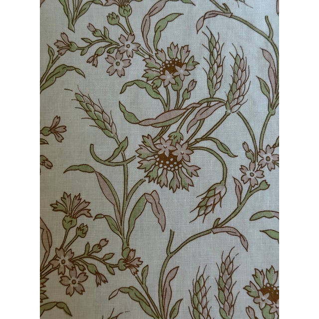 Raoul Textiles Oyster Linen Fabric - Cecile / Sprout Hand Printer 2 1/3 Yds For Sale In Raleigh - Image 6 of 7