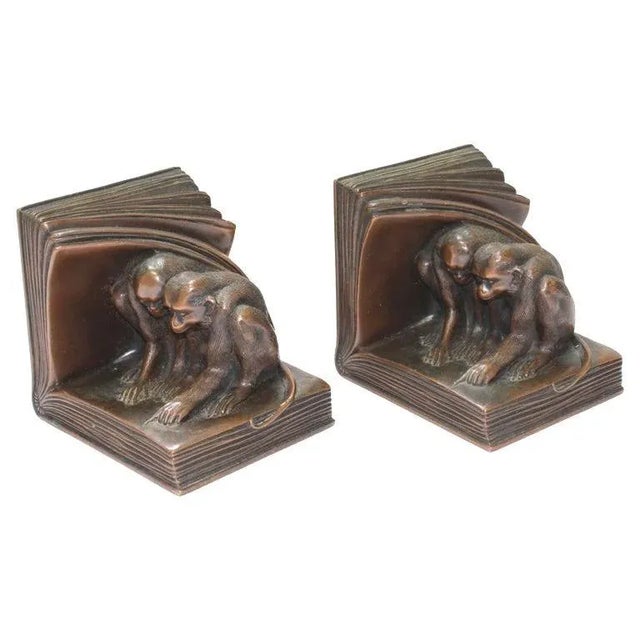 Monkey Bookends 1920s Rare Evolution Controversy Jennings Brothers- A Pair For Sale - Image 13 of 13