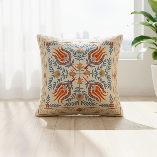 New Hand-Embroidered 100% Silk Cushion Cover – Authentic Uzbek Textile Art Elevate your home décor with this exquisite...