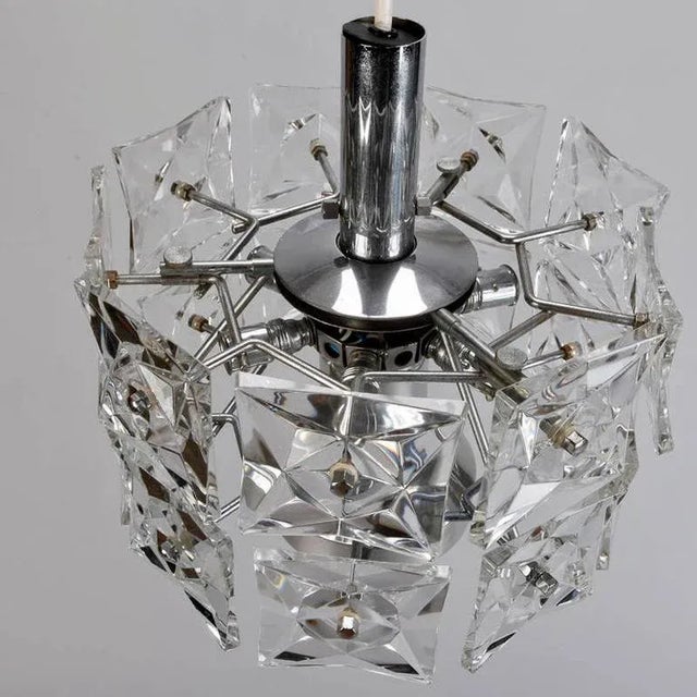 Mid-Century Modern Kinkeldey Crystal Light Fixture With Chrome and Nickel Base For Sale - Image 3 of 7
