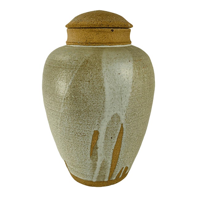 Mid 20th Century Hand Turned Clay Lidded Jar For Sale
