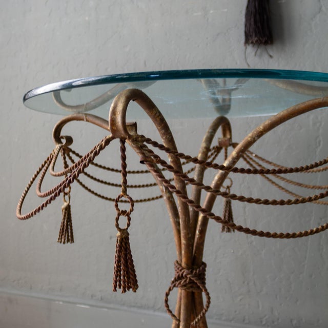 Italian Brass Rope and Tassel Rustic Outdoor Drinks Table For Sale - Image 14 of 18