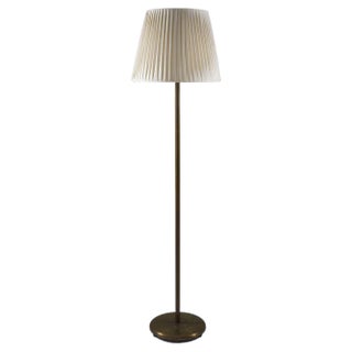 Swedish Brass and Teak Floor Lamp attributed to Böhlmarks, 1940s For Sale