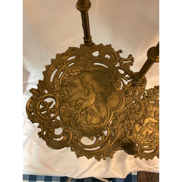 Early 20th Century Brass Three Tier Side Table With Bird Design For Sale - Image 4 of 6