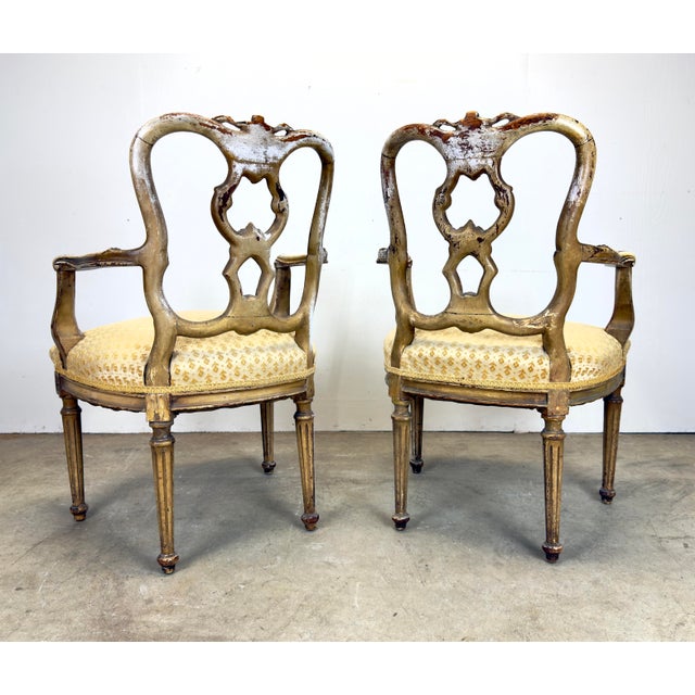 19th Century Louis XVI Directoire Style Painted Armchairs—a Pair For Sale - Image 4 of 12