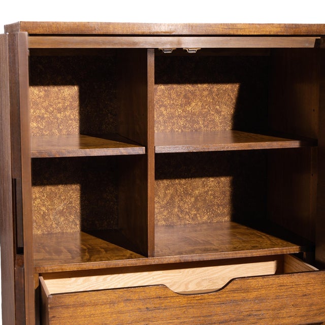 Wood Lane Staccato Brutalist Mid Century Walnut Armoire Dresser For Sale - Image 7 of 9
