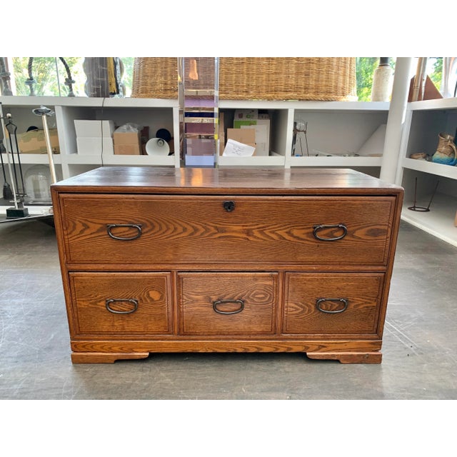 Turn of the Century Tiger Maple Low Cabinet W/ Hand-Hammered Iron Pulls For Sale - Image 12 of 12